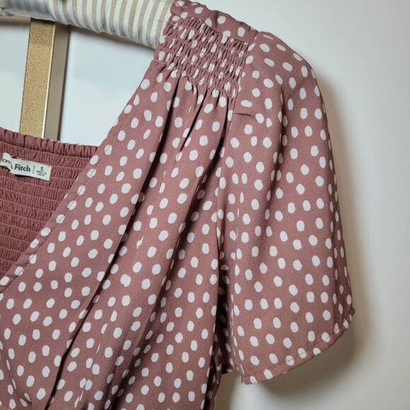 Abercrombie & Fitch Smocked Flutter Sleeve Mini Dress Sz S - Picture 5 of 12